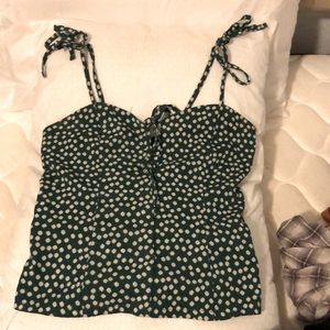 Green floral summer top